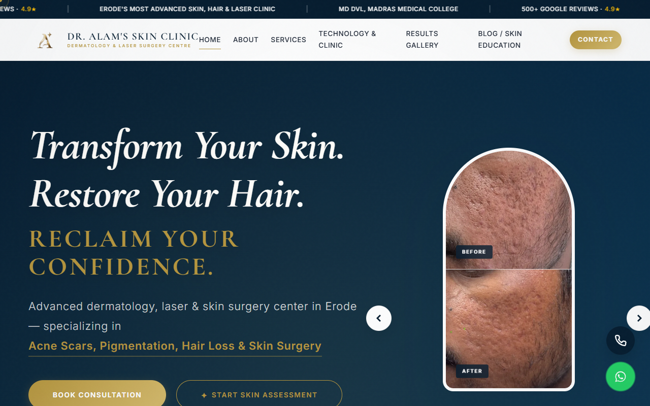 Dr. Alam's Skin Clinic project preview